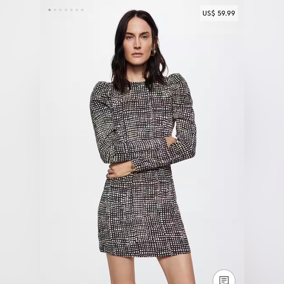 FLASH SALE ‼️ NWT Mango Textured Puff Sleeve Dress Small - Picture 1 of 7